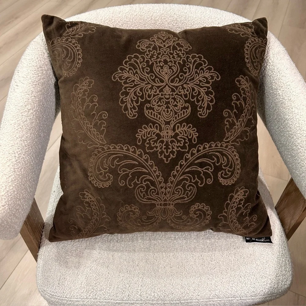 Robert Allen Home Belgian Velvet 17x17” Pillow  Chocolate Brown Velvet